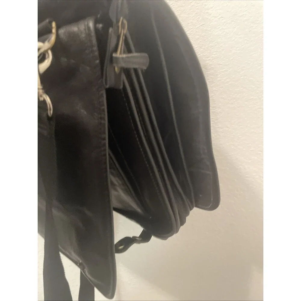 Clava American USA Black Leather Laptop Bag Career Men Bag Preppy Tote